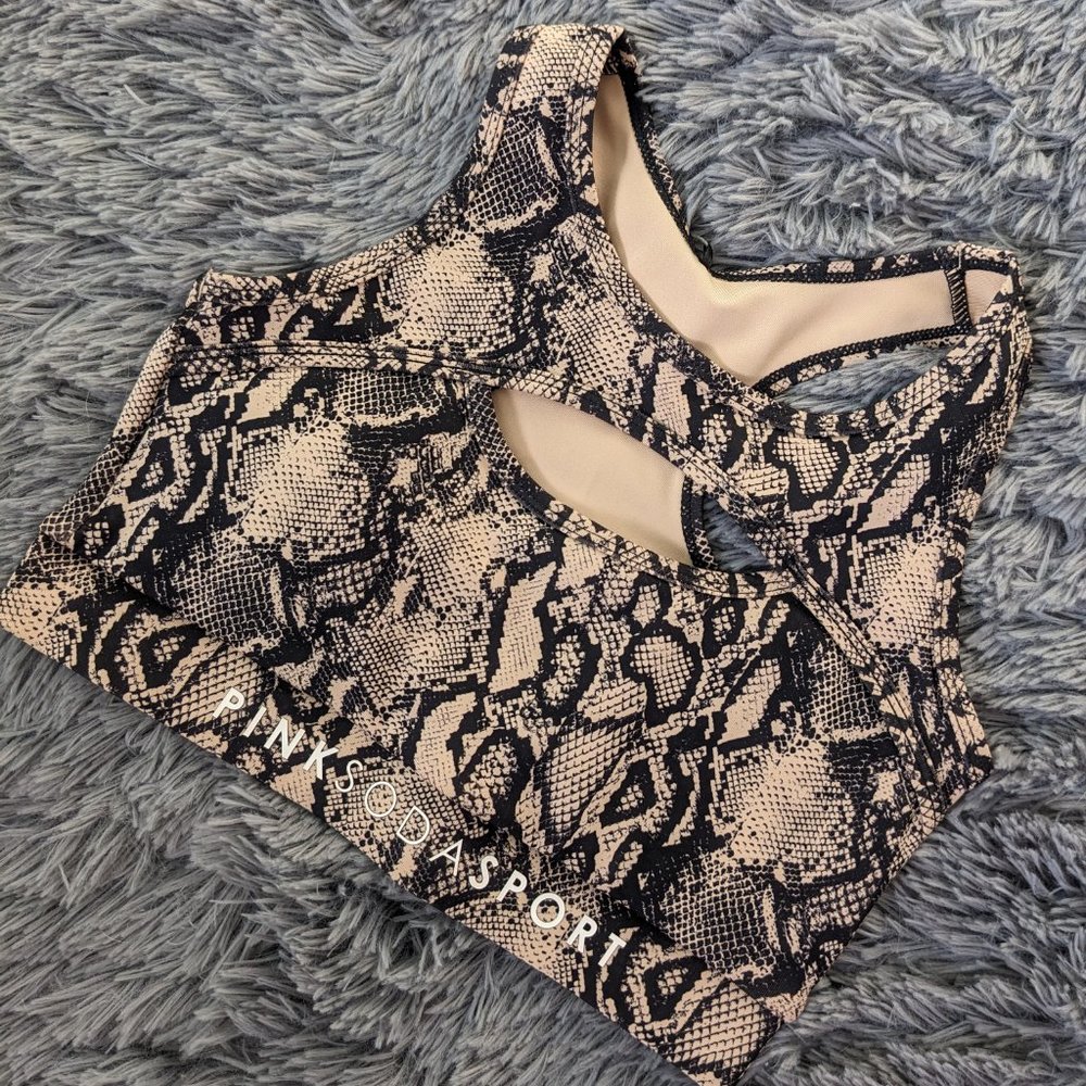 Pink Soda Sport Tory Python Medium-Support Sports Bra